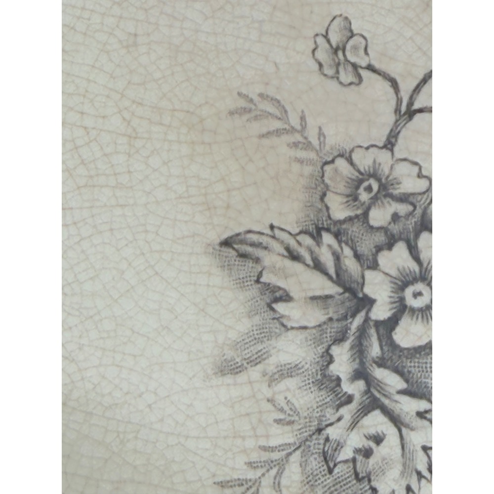 Vintage Dresden China Black Transferware Napkin Plate Stained & Crazed 8.5" - Picture 6 of 8